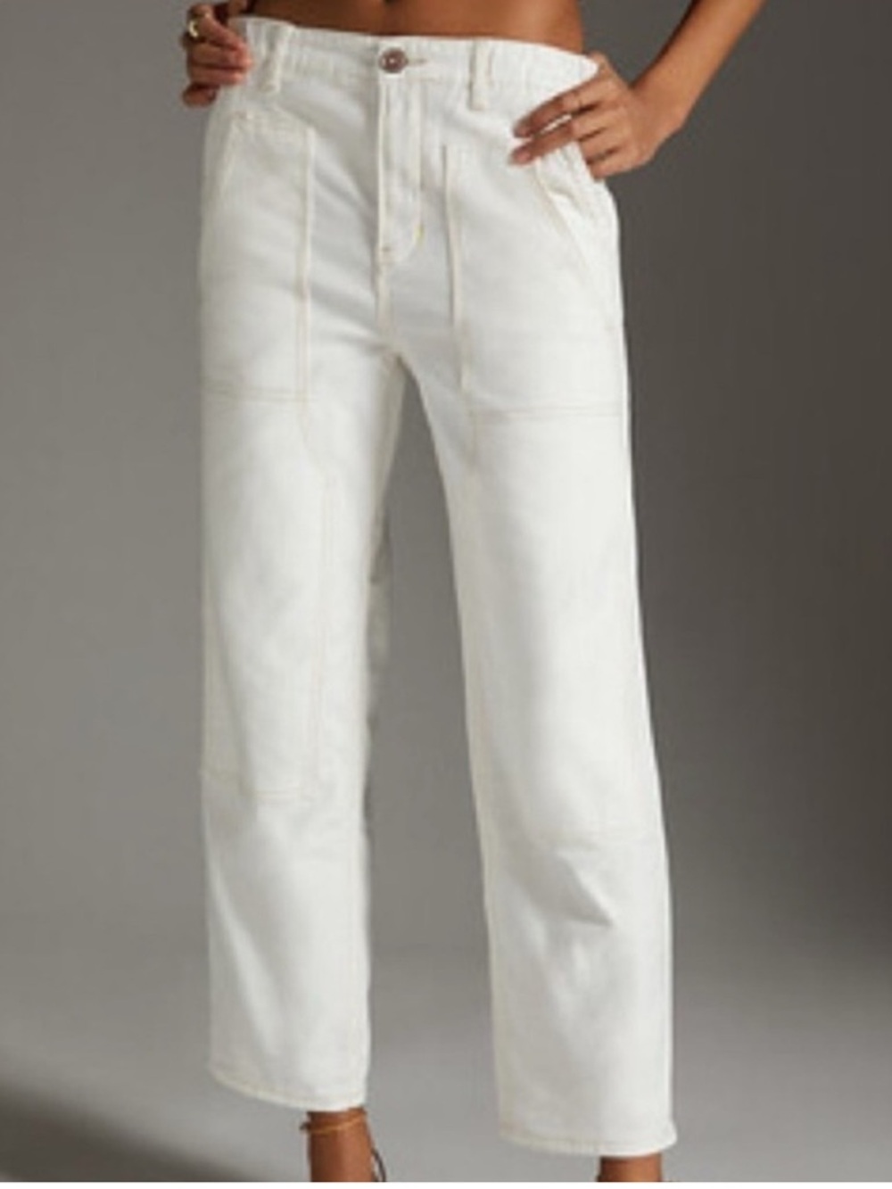 Pilcro “The Roamer” Ivory Utility Pants | Carpenter Style | Size 30
